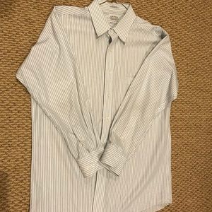 Eagle White with Green Stripes Button Down